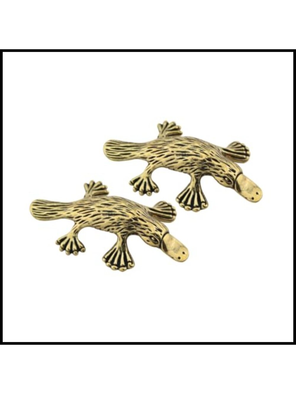 Vintage Brass Platypus Figurines 2pc Mini Animal Sculptures Decor